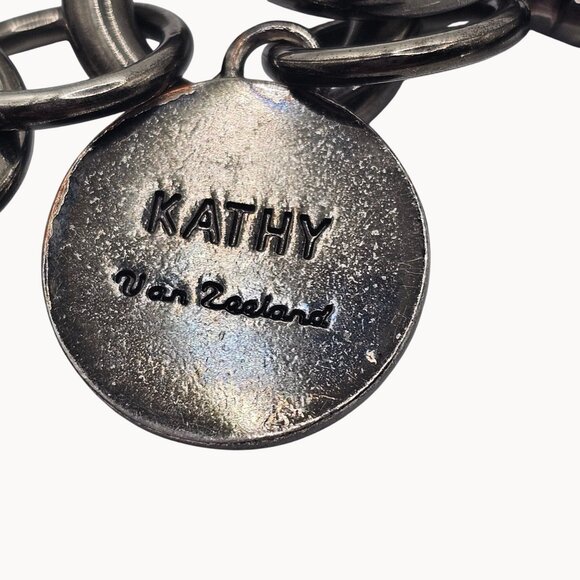 Kathy Van Zeeland Keychain Whimsy Gothic Punk Retro Bag Accessory Silver Tone - Picture 4 of 15